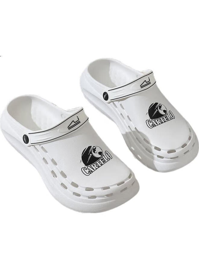 CARTELO Men'S Summer Hollow Shoes Casual Dual-Use Slippers Beach Sandals Cool Slippers 1568 White 42-43 - Image 2