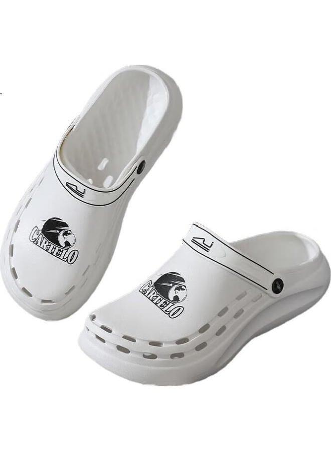 CARTELO Men'S Summer Hollow Shoes Casual Dual-Use Slippers Beach Sandals Cool Slippers 1568 White 42-43 - Image 1