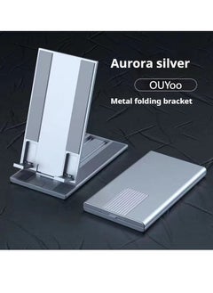 OUYoo OUYoo Cell Phone Stand, Foldable Adjustable Travel Phone Holder/Tablet for Desk, Compatible for iPhone 15 14 13 12 11 Pro Max X Xr Samsung S22 S21 Switch, （silver）  - Image 1