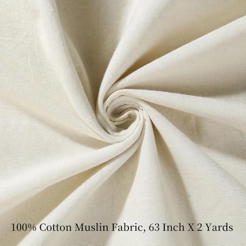 HUAFIY 100% Cotton Fabric, 63 Inch X 2 Yards Unbleached Muslin Linen Fabric by The Yard, Medium Weight Draping Fabrics Suitable for Sewing Embroidery, Garments, Crafts Material-Natural - Image 2