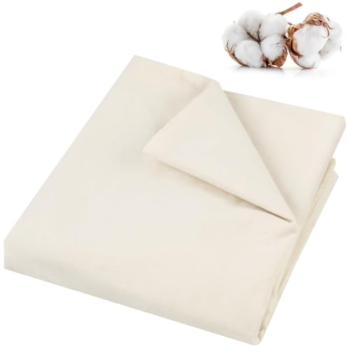 HUAFIY 100% Cotton Fabric, 63 Inch X 2 Yards Unbleached Muslin Linen Fabric by The Yard, Medium Weight Draping Fabrics Suitable for Sewing Embroidery, Garments, Crafts Material-Natural - Image 1