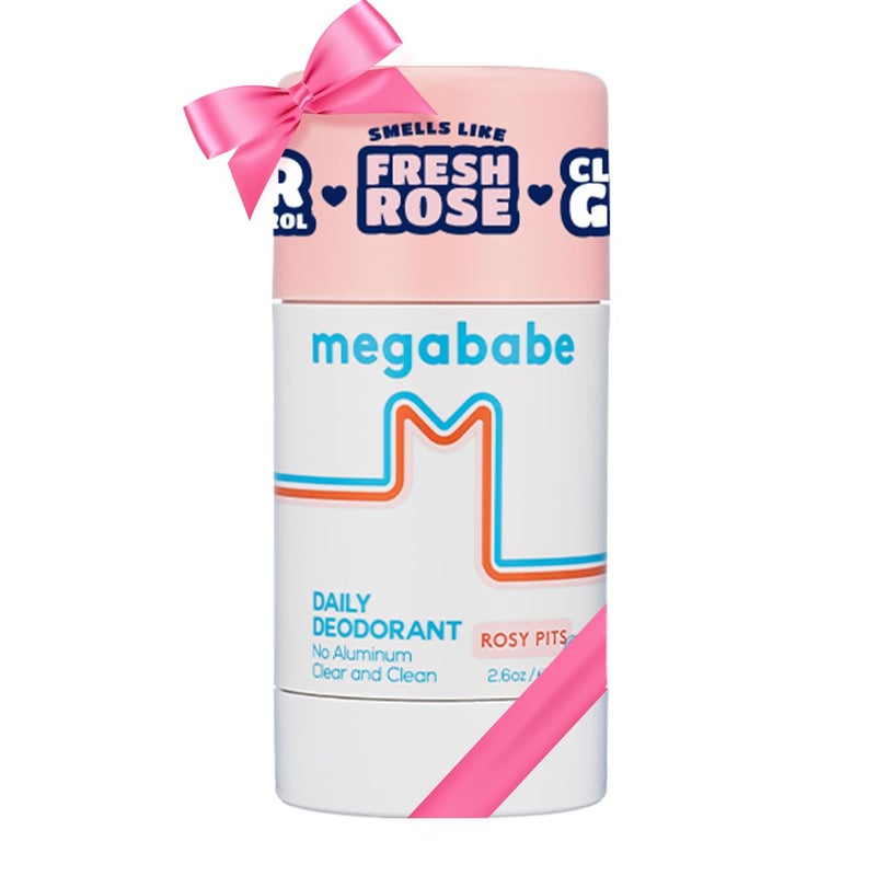 Megababe Daily Deodorant - Rosy Pits with 72 hour Odor Protection | Holiday Gifts for Women | Aluminum-Free, Clear & Clean | Fresh rose scent | 2.6 oz - Image 1