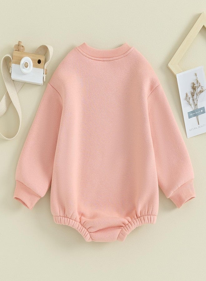 Lukivech Newborn Baby Boy Girl Clothes Fleece Sweatshirt Bubble Romper Solid Oversized Thick Sweater Romper Winter Clothes (Pink, 6-9 Months) - Image 3