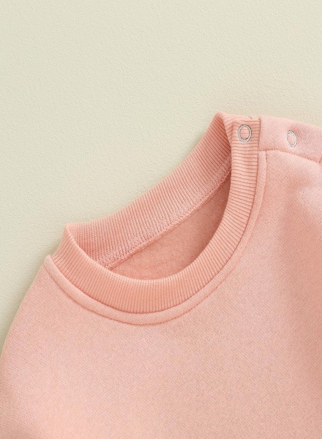 Lukivech Newborn Baby Boy Girl Clothes Fleece Sweatshirt Bubble Romper Solid Oversized Thick Sweater Romper Winter Clothes (Pink, 6-9 Months) - Image 4