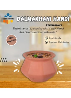 Terra Charms Terra Charms Clay Pot for Making Cooking Serving Dal Makhani Tadka Clay Handi for Kitchen Safe Lightweight Durable Clay Dahi Handi Brown Colour 1800ml Pack of 1  - Image 2