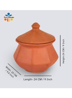 Terra Charms Terra Charms Clay Pot for Making Cooking Serving Dal Makhani Tadka Clay Handi for Kitchen Safe Lightweight Durable Clay Dahi Handi Brown Colour 1800ml Pack of 1  - Image 3