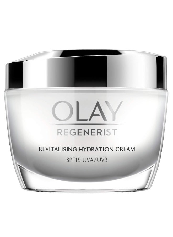 كريم الترطيب المجدد من أولاي ريجينيريست مع عامل حماية من الشمس SPF 15 | بشرة رطبة وممتلئة ونطاطة | مع حمض الهيالورونيك والنياسيناميد والببتيدات | البشرة العادية والدهنية والجافة والمختلطة | 50 جرام - Image 1