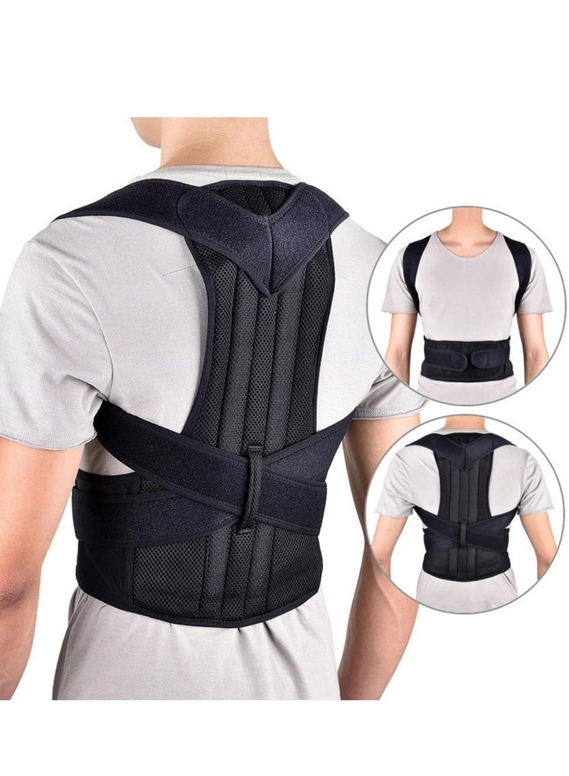 Generic Posture Corrector Waist Support Back Brace Adjustable Straps Shoulder Support Trainer for Poor Posture Correction Men Women (Black, XL)  - Image 1