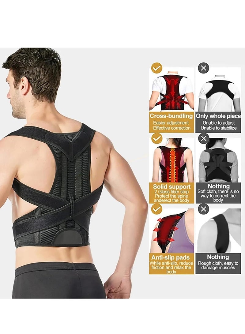 Generic Posture Corrector Waist Support Back Brace Adjustable Straps Shoulder Support Trainer for Poor Posture Correction Men Women (Black, XL)  - Image 3
