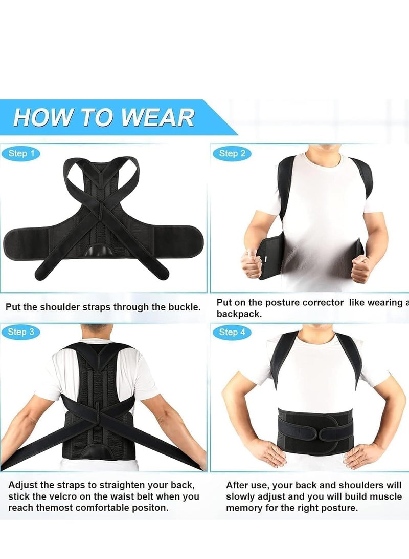Generic Posture Corrector Waist Support Back Brace Adjustable Straps Shoulder Support Trainer for Poor Posture Correction Men Women (Black, XL)  - Image 4
