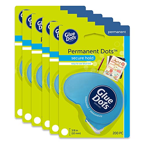 Glue Dots طقم موزع لاصقات الغراء 6 قطع، 200 لاصقة دائمة (0.375 بوصة) لكل منها (11346) - Image 1