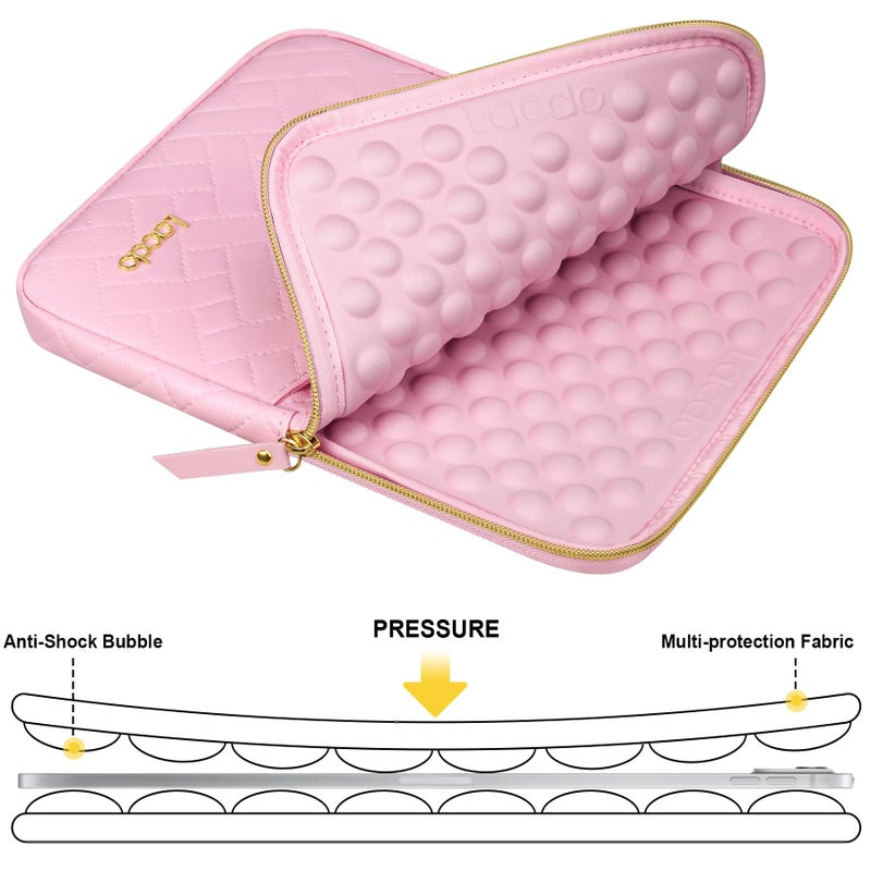 Lacdo Tablet Sleeve Case for 11 inch iPad A16 / 11 Inch iPad Pro M5 M4 / 11 inch iPad Air M3 M2 / 10.9" iPad / 10.2" iPad /10.9" ipad Air, Samsung Galaxy Tab A9+ Bag, Fit Magic Keyboard, Sakura Pink - Image 2