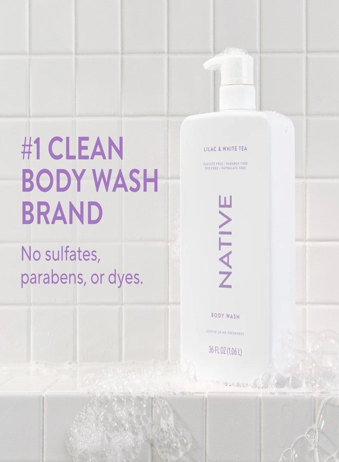 Native Body Wash for Women & Men, Lilac & White Tea, 36 oz Pump Bottle, Sulfate-Free & Gentle - Image 2