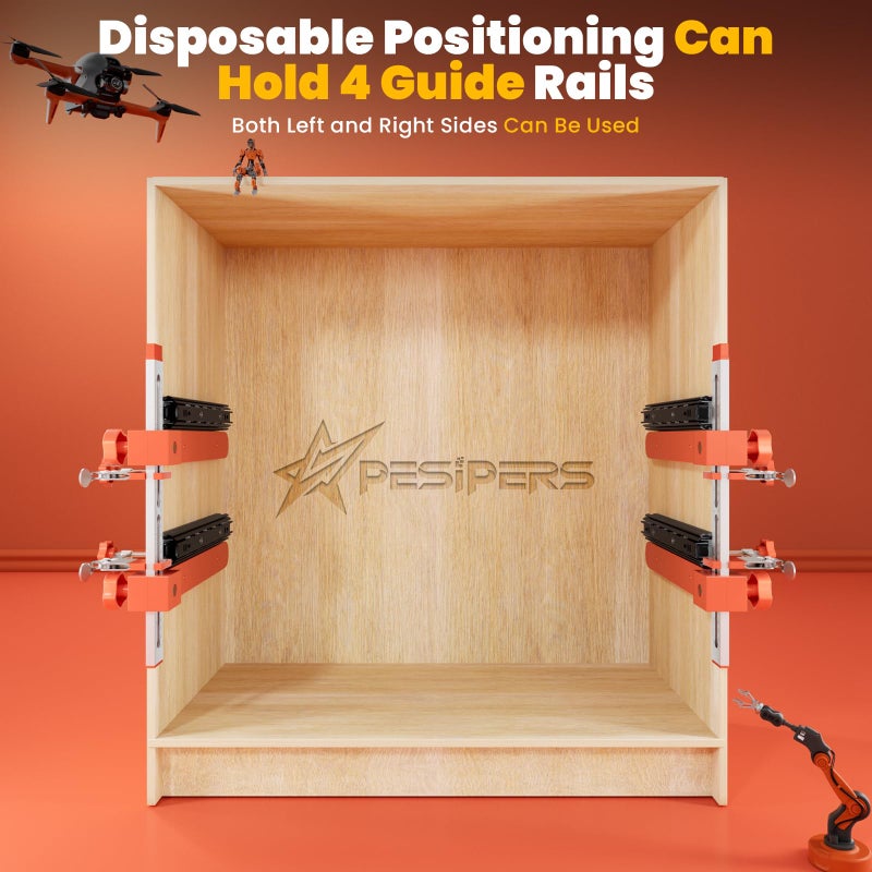 Pesipers 2.0 Adjustable Drawer Slide Jig With Toggle Clamp & Magnetic Arm, Precision Cabinet Drawer Jig Tool With Laser-Engraved Dual-Scale Mark For Mounting Drawer Slide, Providing Easy Installation - Image 5