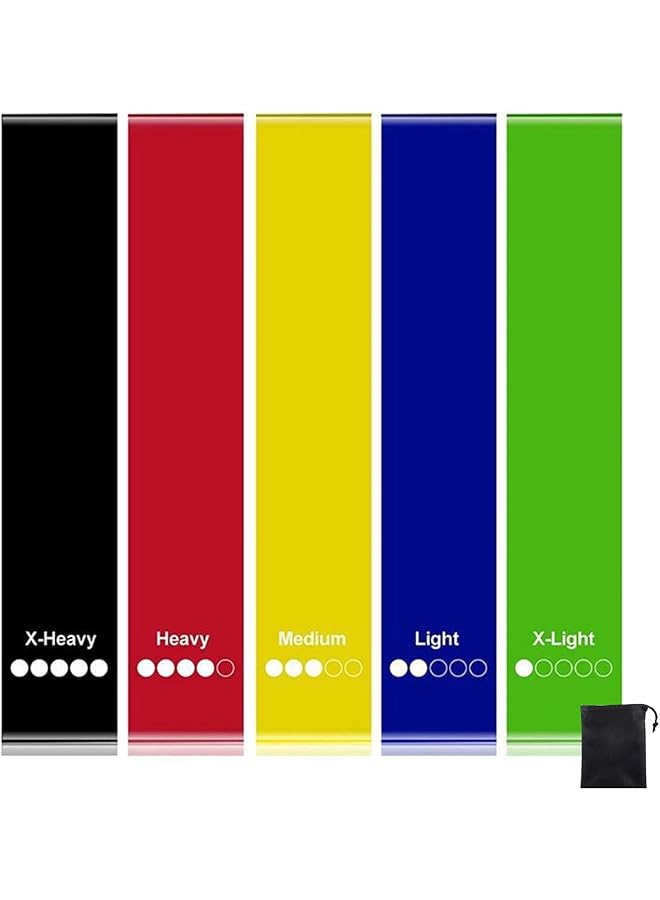 Professional 5-Pack Resistance Band Set - 0.3M TPE Exercise Loops with 5 Progressive Strength Levels (5-40 lbs) for Yoga, Pilates & Full-Body Strength Training