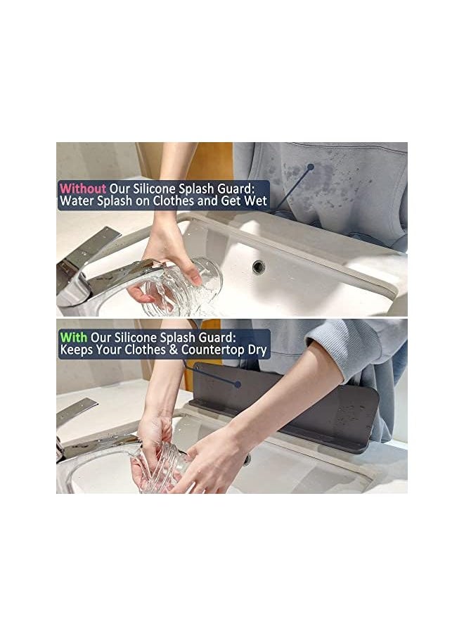 MIXDE Silicone Sink Splash Guard, Sink Splash Guard with Suction Cup, Kitchen Sink Splash Guard that Can Be Placed Behind the Sink, Sink Splash Guard(17.3 x 4.1 Inch Grey)  - Image 4