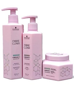 Schwarzkopf Fibre Clinix Vibrancy Technology Shampoo 300 ml and Conditioner 250 and Masque 250 ml for Coloured Hair 