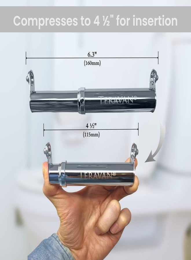 Teravan Stainless Steel Standard Extender - Modern Look Metal Toilet Paper Holder Spring-Loaded Replacement Spindle for Bigger Rolls Fits Standard Fixtures - Image 3