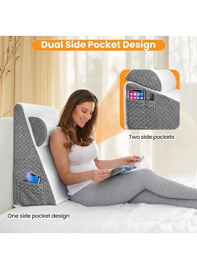 Bed Wedge Pillow - Memory Foam Top Triangle Pillow for Post-Surgery, Acid Reflux & Reading - Versatile Back & Knee Support - Image 4
