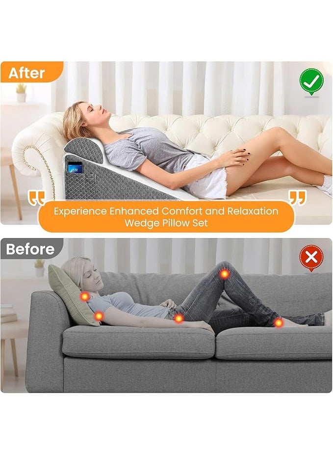 Bed Wedge Pillow - Memory Foam Top Triangle Pillow for Post-Surgery, Acid Reflux & Reading - Versatile Back & Knee Support - Image 5