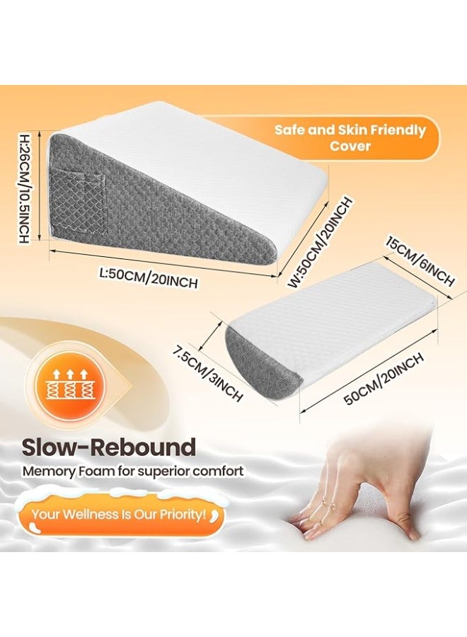 Bed Wedge Pillow - Memory Foam Top Triangle Pillow for Post-Surgery, Acid Reflux & Reading - Versatile Back & Knee Support - Image 3