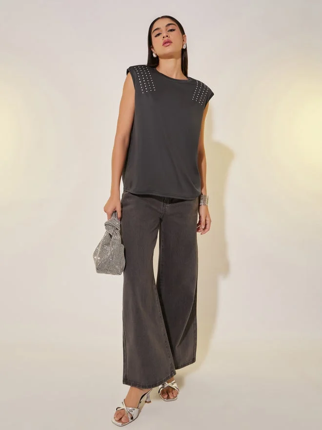 Take Two Take Two Embellished Relaxed Fit Sleeveless T-Shirt