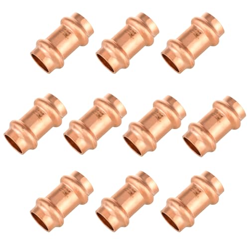 GUOFIS 10Pack GUOFIS Copper Press Coupling12 x 12 Coupler Fittings for Copper Tube Connection with StopPRESS001 - Image 1