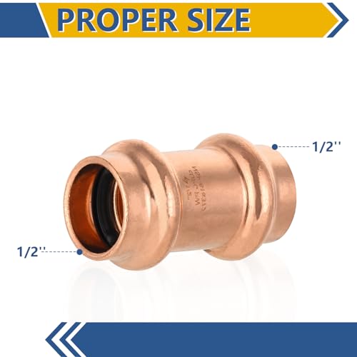 GUOFIS 10Pack GUOFIS Copper Press Coupling12 x 12 Coupler Fittings for Copper Tube Connection with StopPRESS001 - Image 3