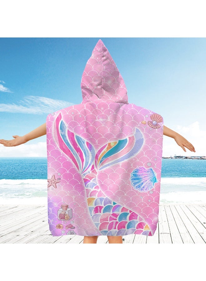NIBEMINENT Kids Hooded Towel Cape - Microfiber Swim & Beach Bathrobe, Super Absorbent & Quick-Dry Towel for Children (60x60cm)  - Image 1
