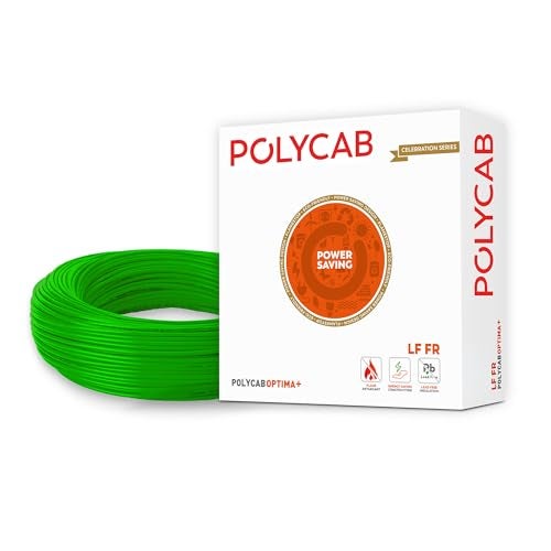 Polycab OPTIMA+ 6sqmm 90M coil | Flame Retardant | Lead free | 99.97% high purity copper | Rodent protection | PVC insulated housewire [Green] - Image 1