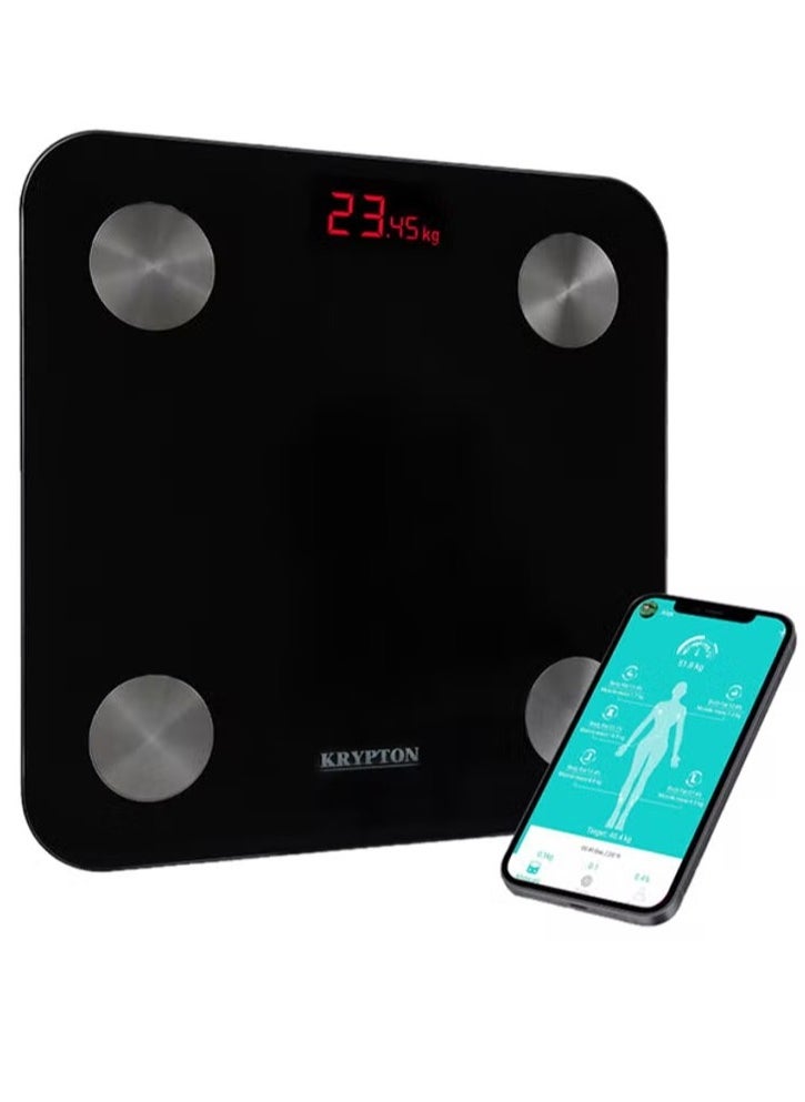 KRYPTON Krypton Smart Body Fat Scale - Portable Lightweight Bluetooth 5.0 With Led Display | Low Power, Overload & Auto On/Off With 180 Kg Capacity | Ideal To Use For Home, Gym, Hospital & More 