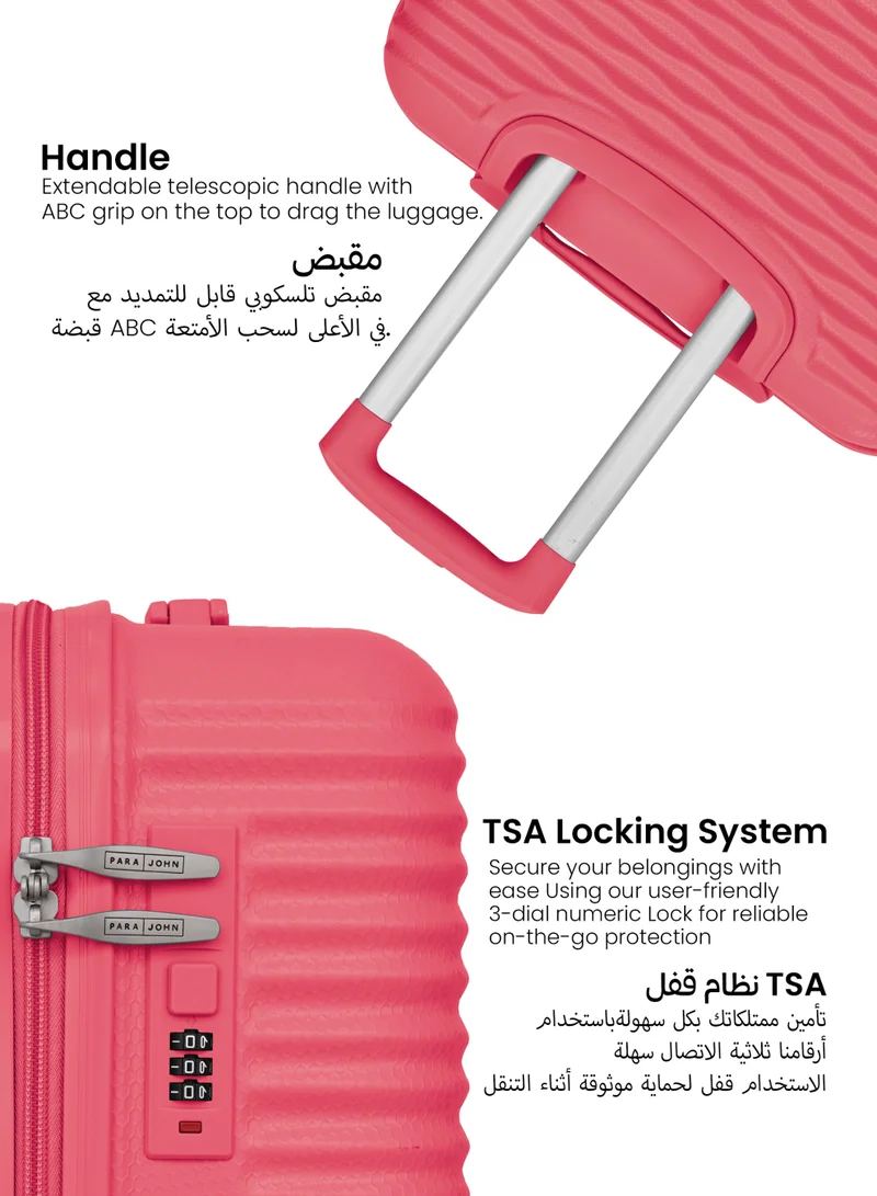 PARAJOHN  SandTrail 3 Pieces ABS Luggage Trolley Set - Pink  | Best Price UAE