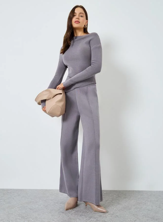 Styli Purple One Shoulder Knitted Top