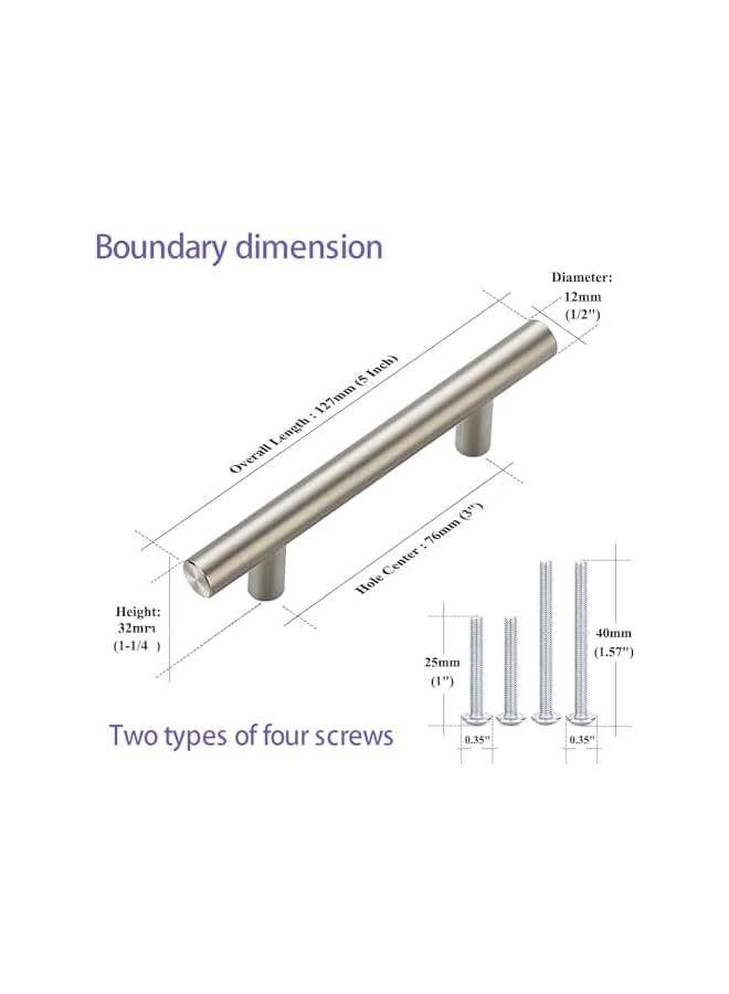 promass 5 Inch Cabinet Pulls Stainless Steel Handles Round Rod Handles Kitchen Handles for Cabinets and Drawers 5 InchLength, 3 Inch Hole Center (30) - Image 3
