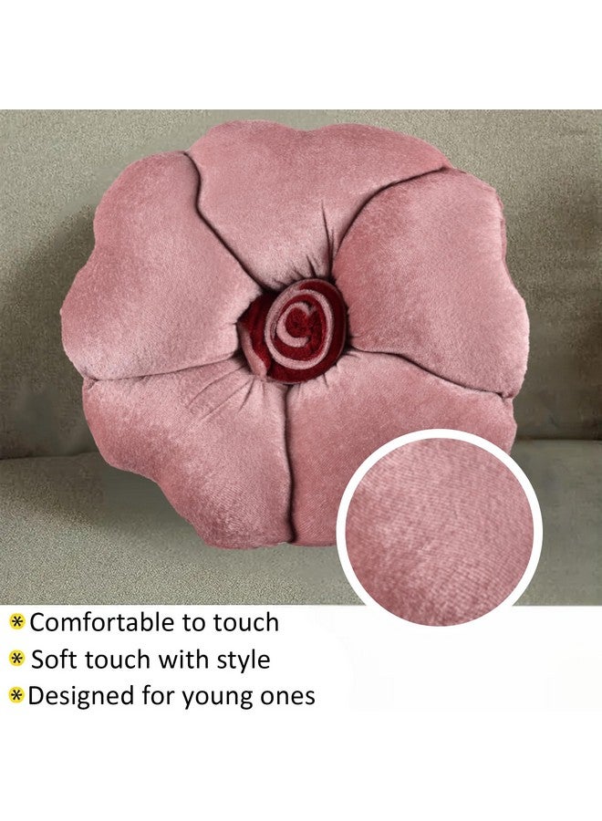 Kuber Industries Kuber Industries Pack of 2 Rose Shape 13 Inches Decorative Plushie Cushions for Sofa & Bed | Head Rest & Soft Cushion Pillow for Car & Room Decoration | Rose Pink  - Image 5
