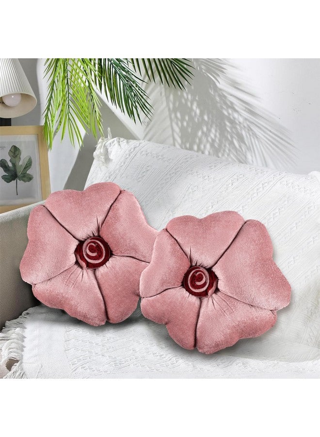 Kuber Industries Kuber Industries Pack of 2 Rose Shape 13 Inches Decorative Plushie Cushions for Sofa & Bed | Head Rest & Soft Cushion Pillow for Car & Room Decoration | Rose Pink  - Image 1