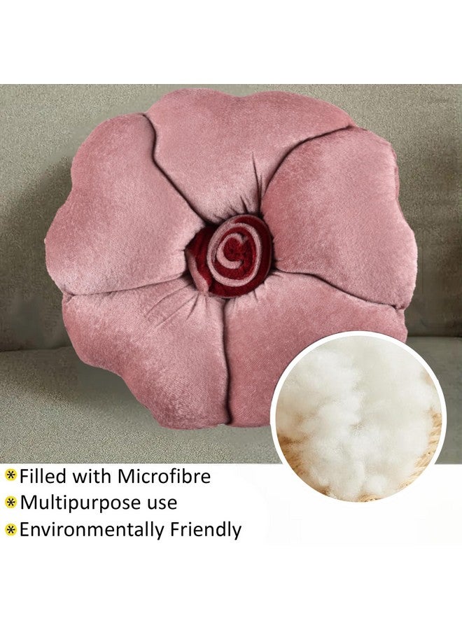 Kuber Industries Kuber Industries Pack of 2 Rose Shape 13 Inches Decorative Plushie Cushions for Sofa & Bed | Head Rest & Soft Cushion Pillow for Car & Room Decoration | Rose Pink  - Image 4