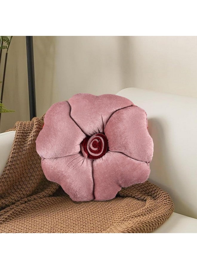 Kuber Industries Kuber Industries Pack of 2 Rose Shape 13 Inches Decorative Plushie Cushions for Sofa & Bed | Head Rest & Soft Cushion Pillow for Car & Room Decoration | Rose Pink  - Image 2