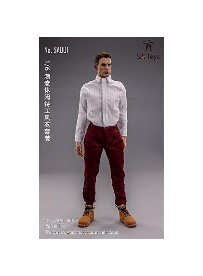 1/6 Scale Figure Doll Clothes, Trench Coat Suit, Shirt+Trench Coat+Pants+Belt Outfit Costume for 12 inch Male Action Figure Phicen/TBLeague CM207(A)  - Image 3