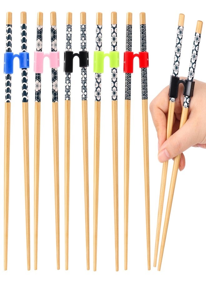 KINYFY 5 Pairs Wooden Training Chopsticks, 8.86 Inch Wooden Learning Chopsticks, Reusable Chopstick Helpers for Adults Trainers Beginners Learners - Image 1