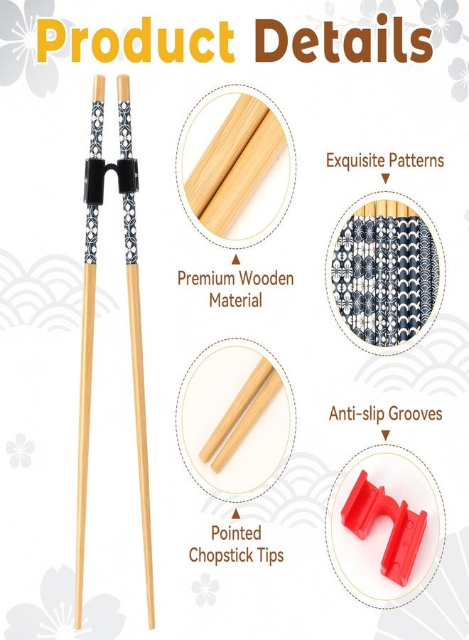 KINYFY 5 Pairs Wooden Training Chopsticks, 8.86 Inch Wooden Learning Chopsticks, Reusable Chopstick Helpers for Adults Trainers Beginners Learners - Image 5