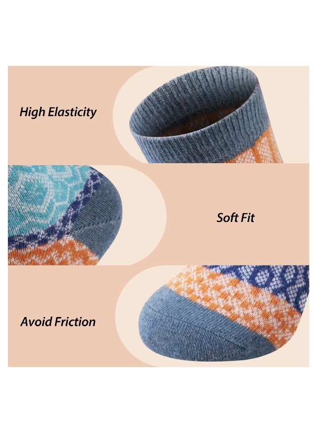 5 Pairs Wool Socks for Women, Womens Wool Socks Winter Socks for men Warm Thick Knit Wool Soft Vintage Casual Crew Socks - Image 3