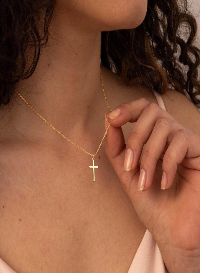 Poxtex قلادة صليب للنساء والفتيات، قلادة صليب رقيقة مطلية بالذهب عيار 14 قيراطًا والفضة، مقاومة للماء، عصرية وبسيطة، هدية مثالية للمسيحيين، مناسبة للتعميد أو كهدية دينية. - Image 3
