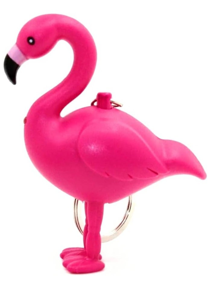 LED FLAMINGO KEYCHAIN w Light and Sound Bird Pink Animal Cute Toy Key Ring Chain - Image 1