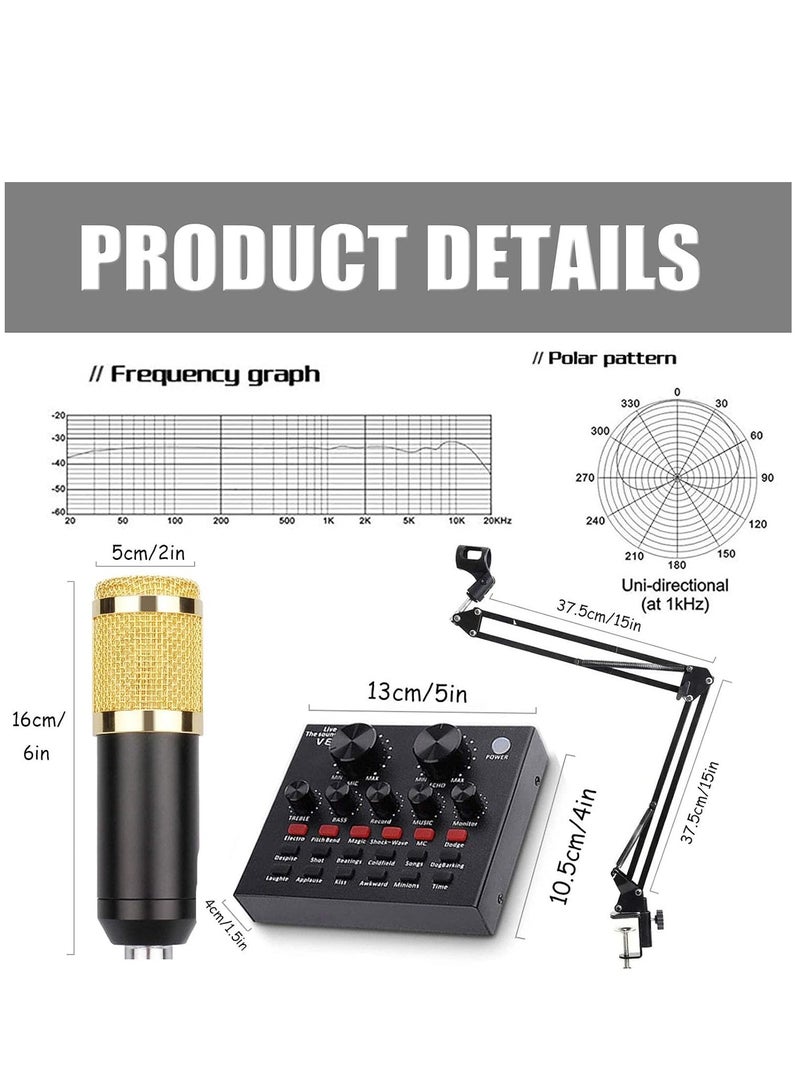 Condenser Microphone BundleMic Kit with Live Sound Card, Adjustable Mic Suspension Scissor Arm - Image 5