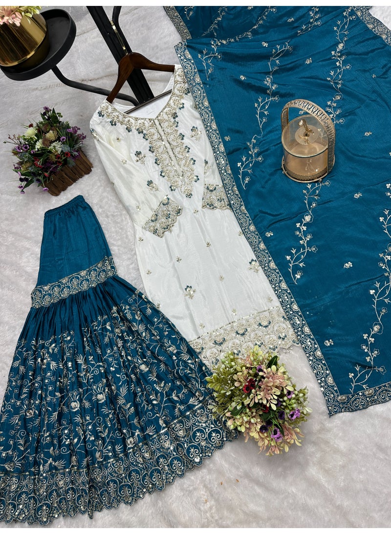Super Asian Luxury Sharara Set with Heavy Embroidery, Sequence & Stone Handwork – Elegant Festive Wear - Image 2