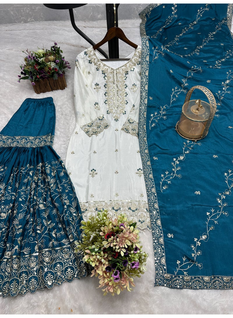 Super Asian Luxury Sharara Set with Heavy Embroidery, Sequence & Stone Handwork – Elegant Festive Wear - Image 1
