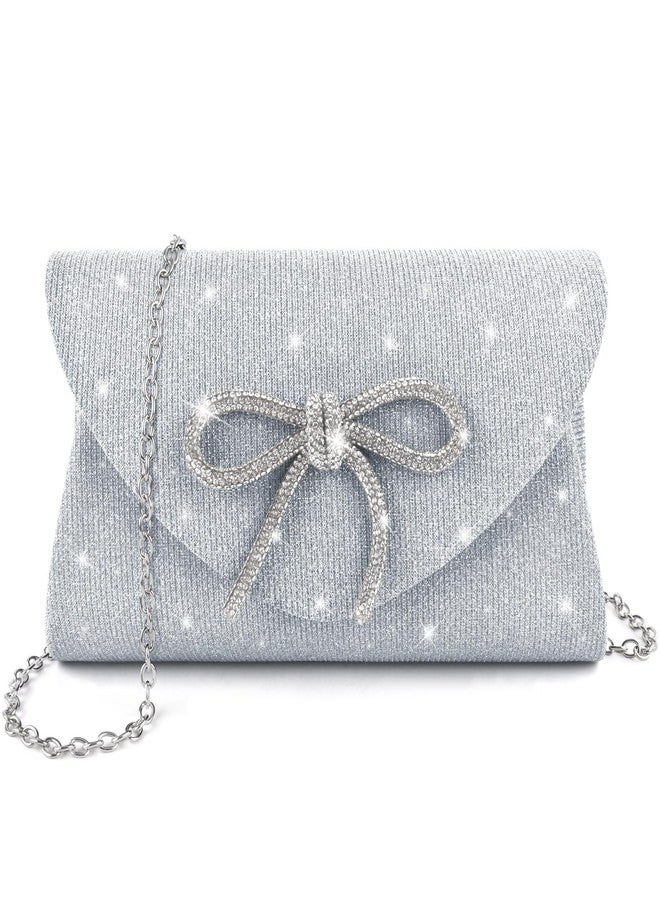 PACETAP Bow Evening Bag Sparkly Clutch Purses for Women, Glitter Dressy Clutch Bags for Wedding Party Prom - Image 1