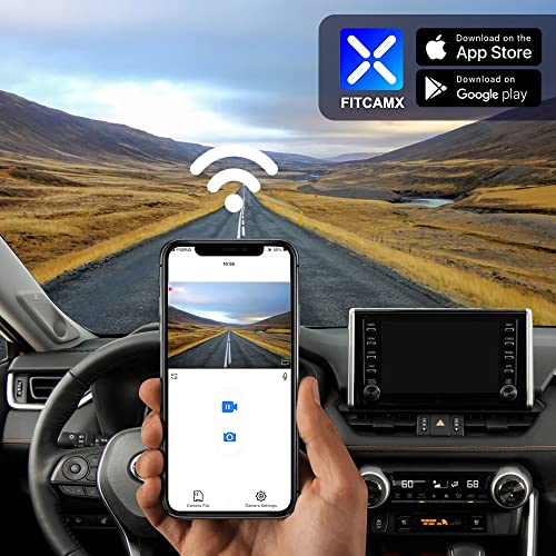 FITCAMX كاميرا داش فيت كام إكس الأمامية 2160P+الخلفية 1080P لسيارة تويوتا RAV4 LE Limited SE Adventure XLE XSE موديل B (تحتوي على فتحة تهوية) ، تصميم OEM ، تسجيل مزدوج متكرر ، واي فاي وتطبيق ، حساس G ، سهل الإعداد ، بطاقة 128GB - Image 5
