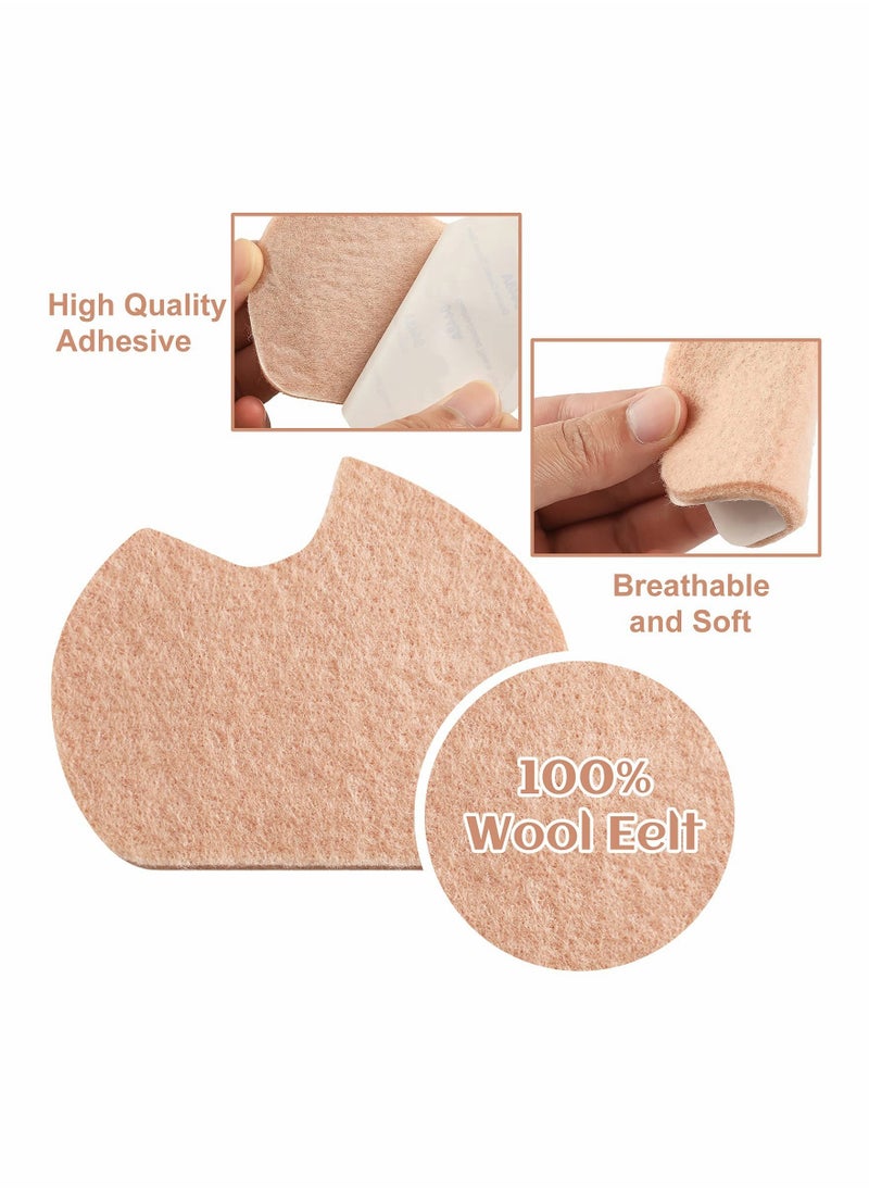 Excefore - Foot Pads, 24 Pcs Self-Adhesive Foot Cushion for Dancer, Forefoot Cushion Pads Sesamoiditis Pads for Ball of feet Pain, Felt Forefoot Cushion Pads for Men Women Dancing Pain Relief(Beige) - Image 1
